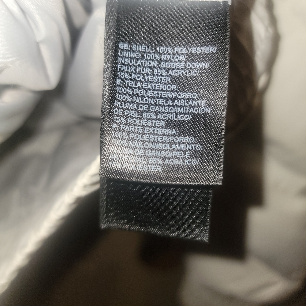 Misses Sz M North Face Down Winter Jacket With Hood White Gray - Picture 12 of 16